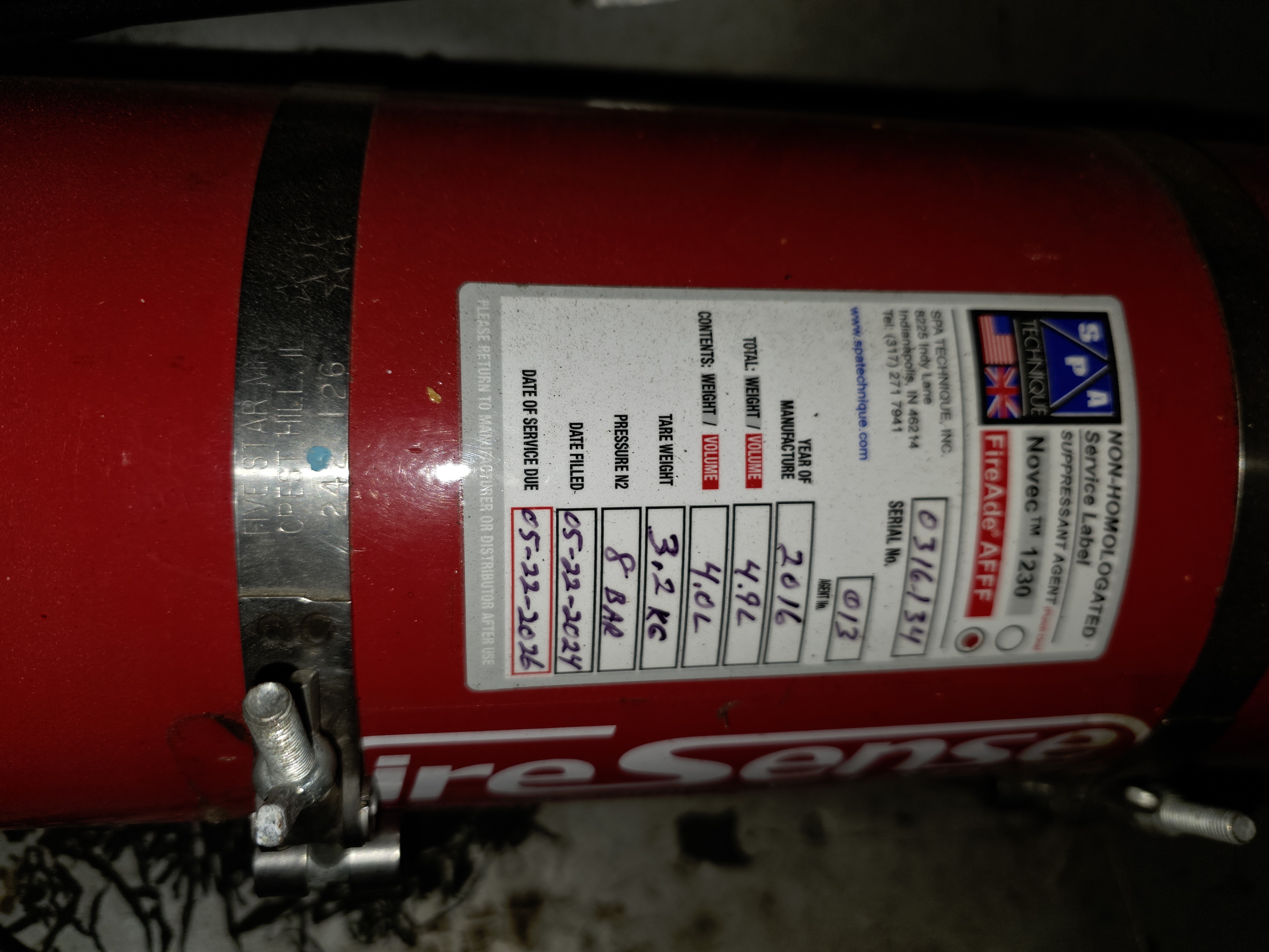 Safety - fire bottle cert